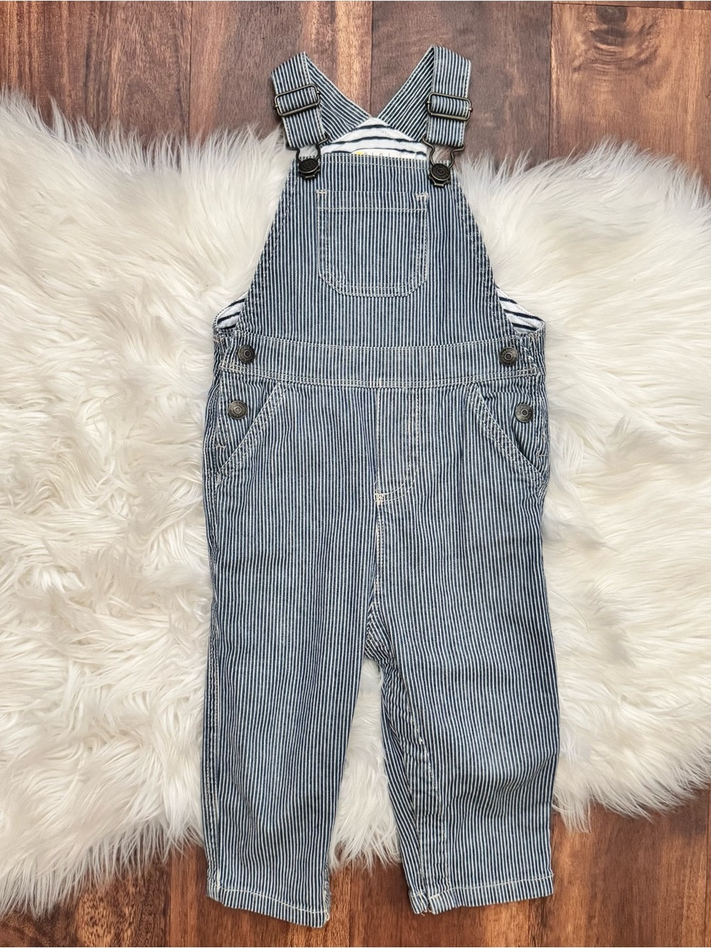Baby Boden Striped Overalls in Blue Size 18-24 Months